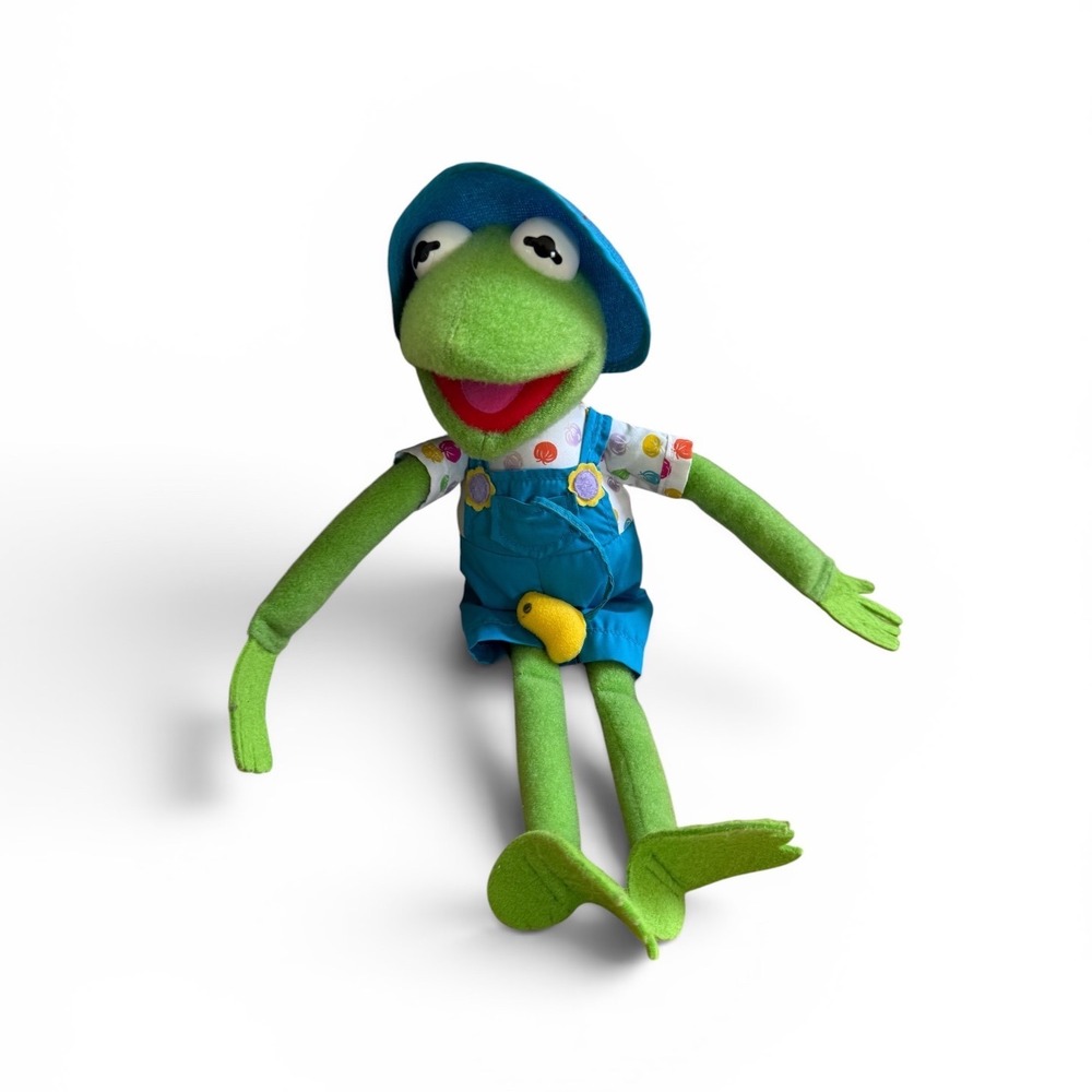 Vtg 1993 17" Plush Muppets Kermit The Frog Toy Doll Plush‎ Felt Garden Overalls
